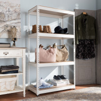Baxton Studio WR10-White-Shelf Cody White Metal 4-Shelf Multipurpose Shelving Rack